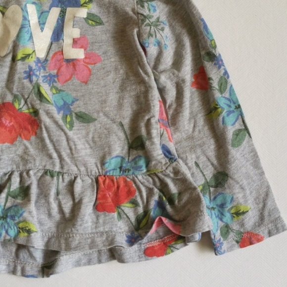 carter's floral graphic long sleeve hoodie peplum cotton top 24 months baby girl - Picture 6 of 7